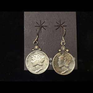 Silver coin earrings dime 1945